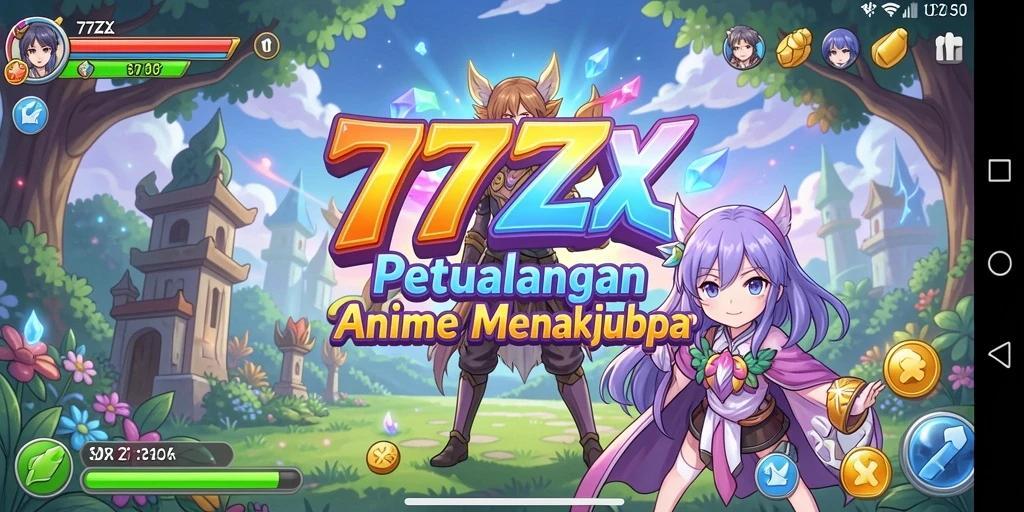 Screenshot 777ZX menampilkan karakter Anime yang beraksi dalam pertempuran.