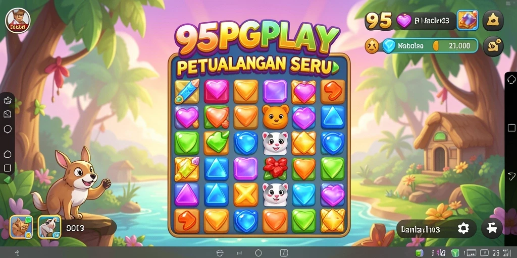 Tampilan gameplay Match-3 yang penuh warna dan menarik.