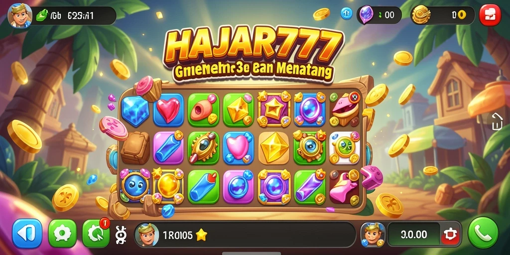 Tangkapan layar gameplay HAJAR777 dengan momen mencocokkan item.